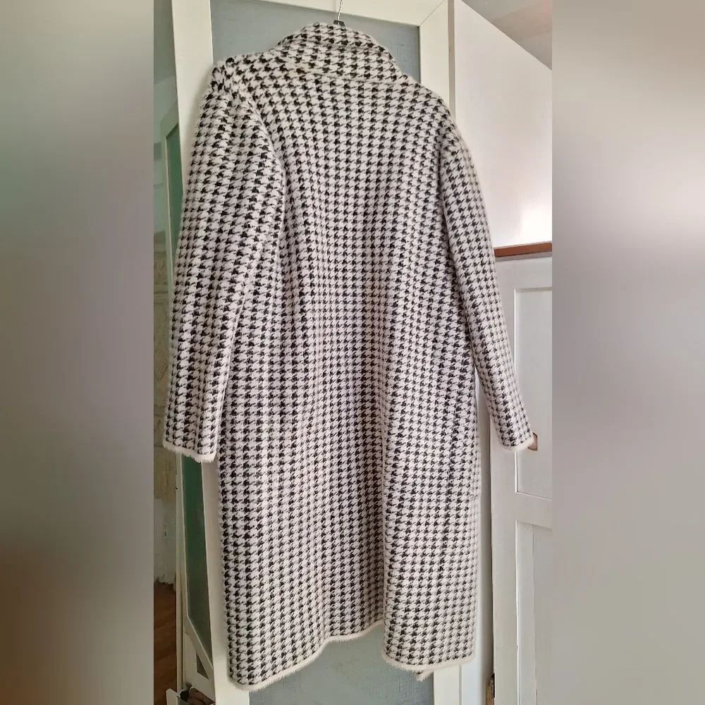 Venus L Houndstooth Open Duster Knit Sweater - Picture 3 of 9